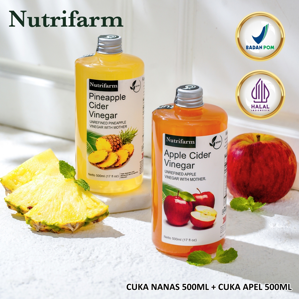 

PAKET DETOX 2 IN 1 CUKA NANAS, CUKA APEL ORIGINAL ORGANIK 500ML / APPLE CIDER VINEGAR / CUKA SARI APEL / BRAGG NUTRIFARM