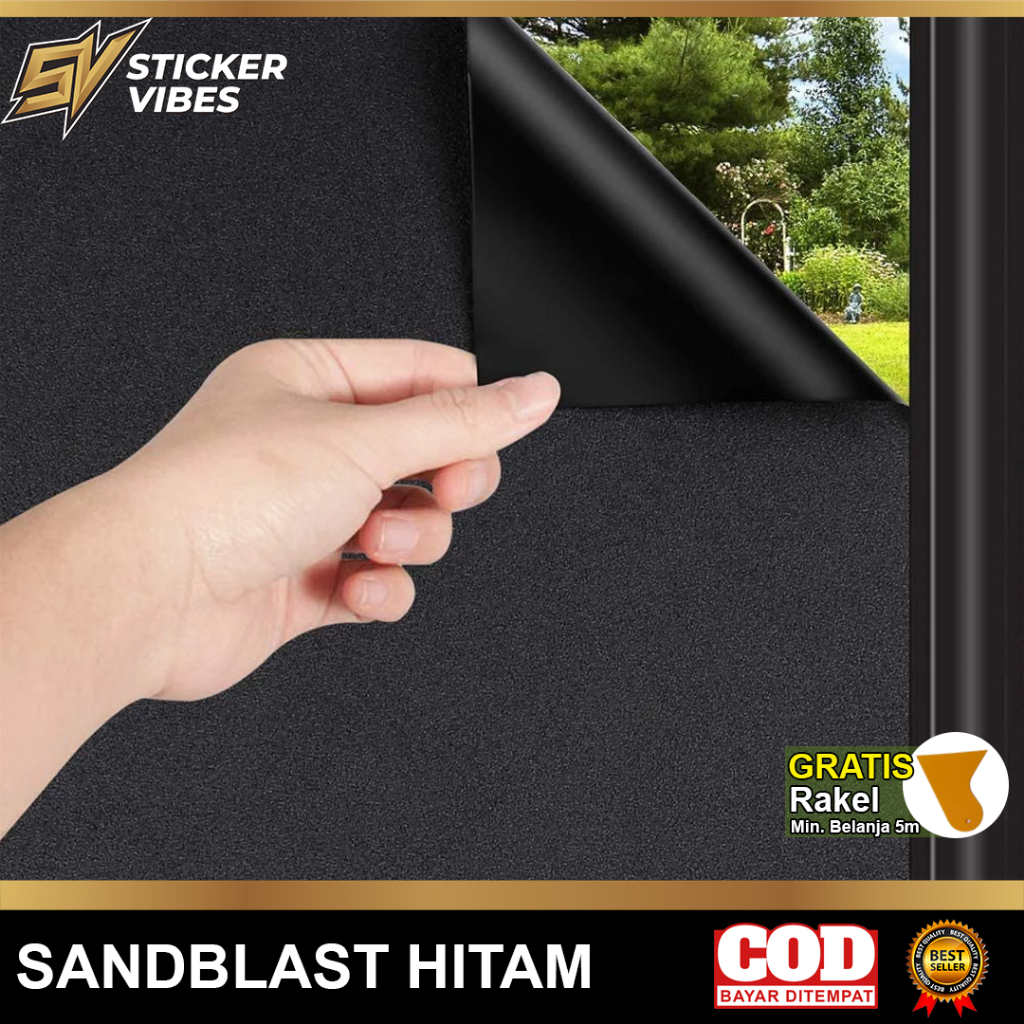 Sticker Kaca Sandblast Polos Hitam Buram