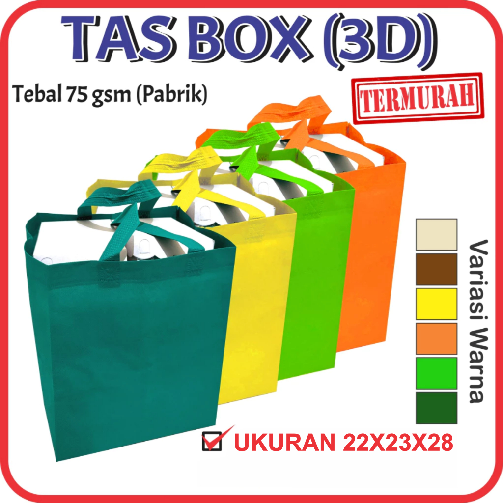 

TAS BOX 22 (3D)/TAS NASI KOTAK/TAS SPUNBOND/TAS UKURAN 22X23X28/TAS HAJATAN