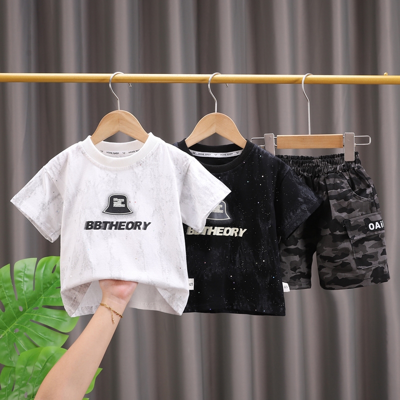 SETELAN KAOS ANAK LAKI LAKI IMPORT KEREN HITAM PUTIH ARMY