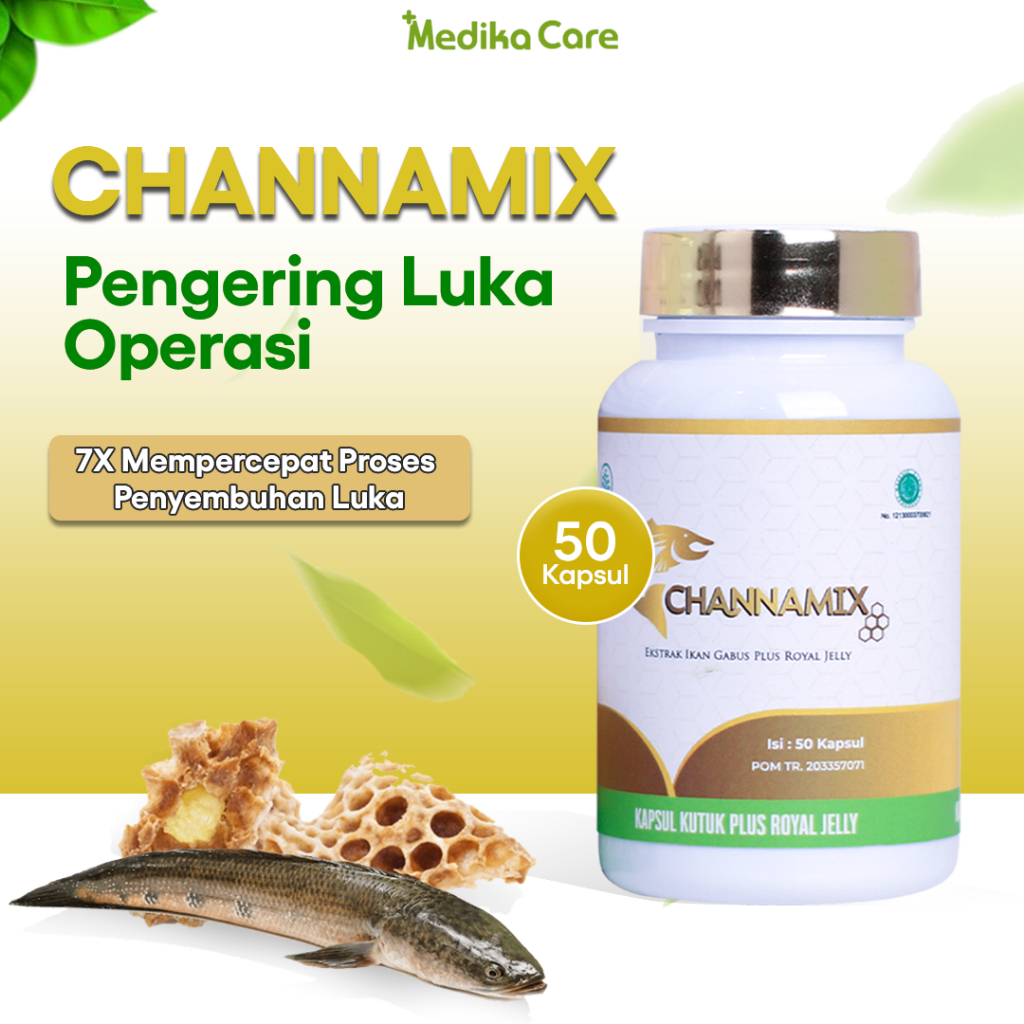 Channamix Obat Luka Operasi - Kapsul Ekstrak Ikan Gabus