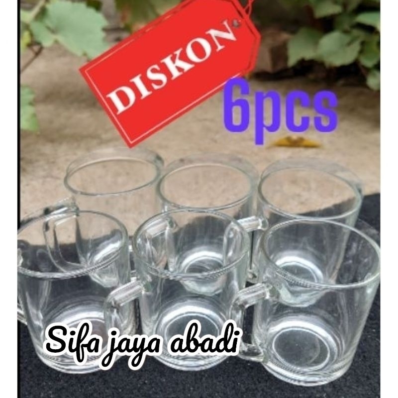 6PCS/GELAS KACA POLOS/GELAS KOPI TEBAL/GELAS POLOS KACA