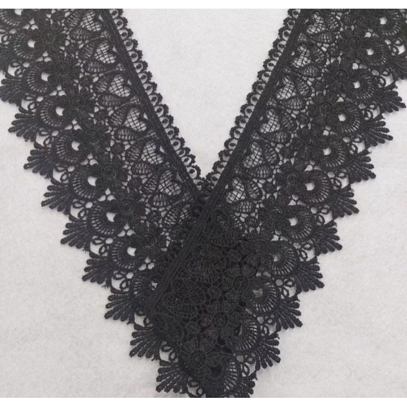 Renda Bordir Hitam Putih Lebar 10cm METERAN
