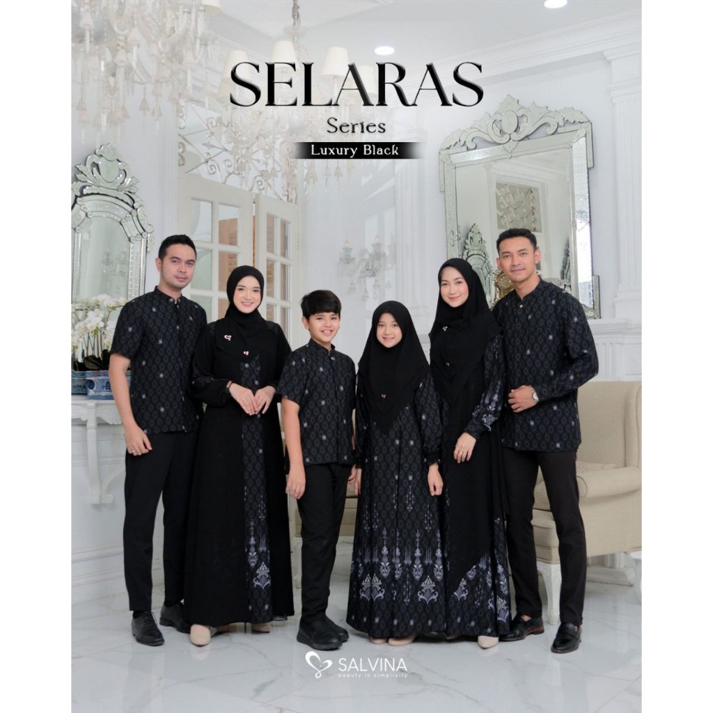 Salvina Hijab Selaras Family Series (Luxury Black) - Quality Premium