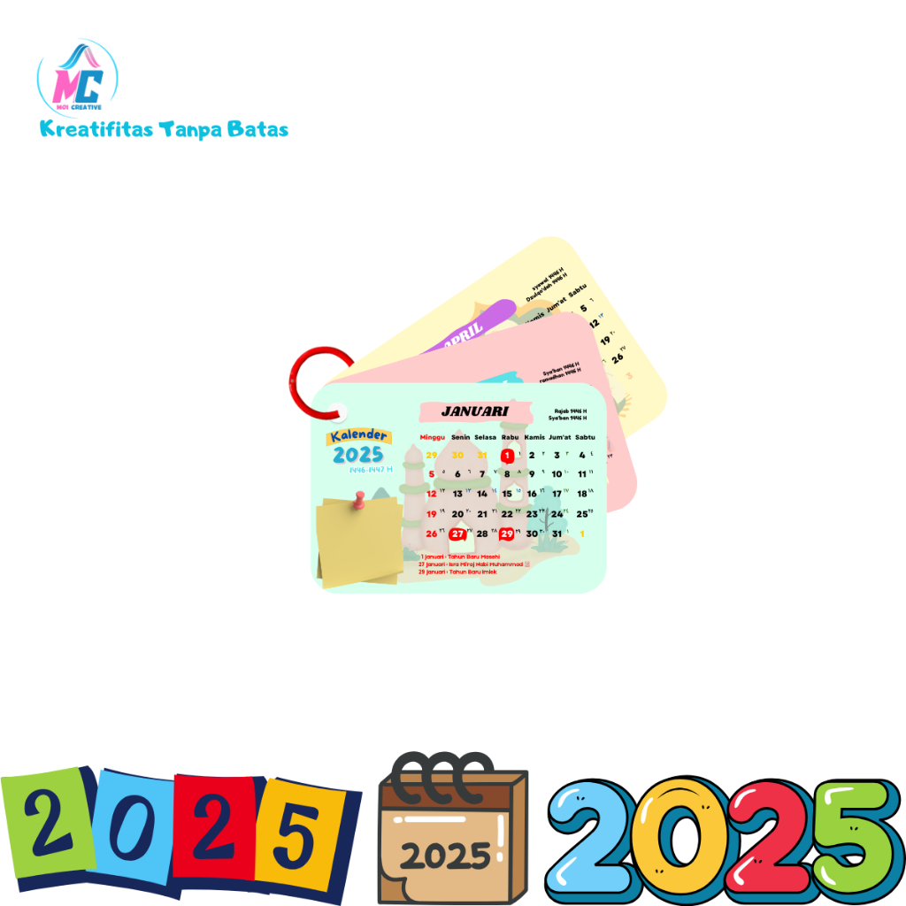 

Flashcard Kalender 2025 - 12 Lembar + Bonus Ring