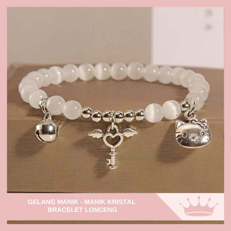 Gelang Manik Kristal Lonceng / Gelang Mata Kucing / Gelang Mata Biru