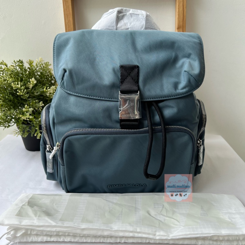 BYL Medium Blue Nylon Nylon Pocket Backpack