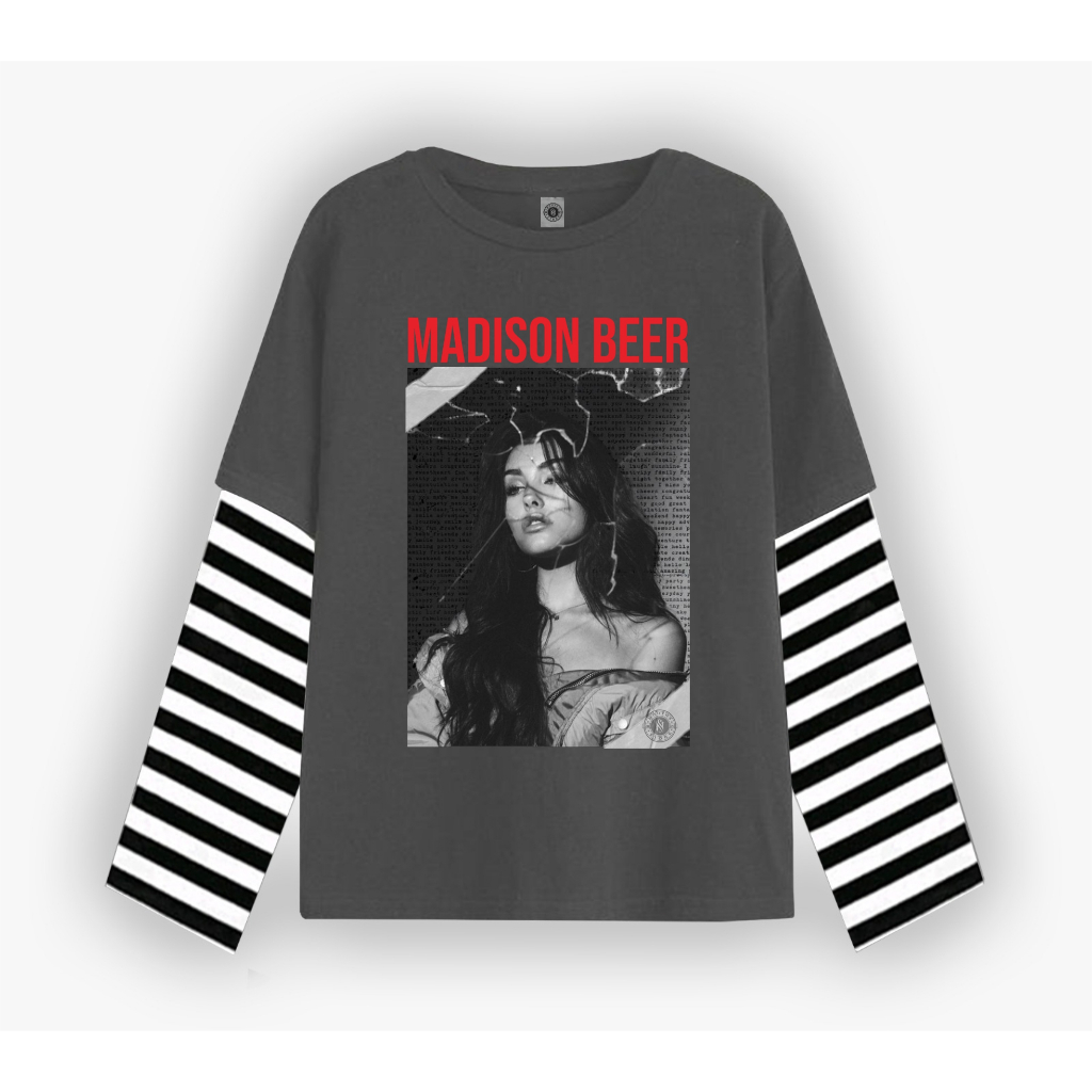 Whuts Tshirt Double layer Madison beer vintage  long sleeve  band kaos pria wanita