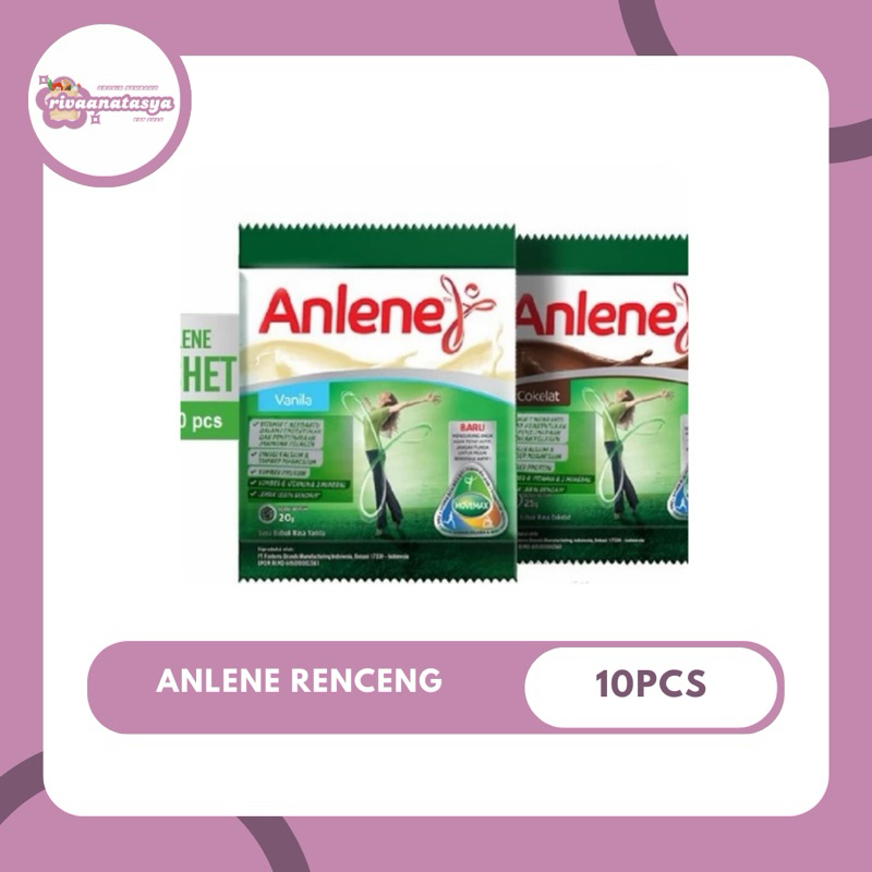 

Susu Anlene Renceng - Varian Coklat 25gr & Vanila 20gr - 1 Renceng Isi 10 Pcs, 1 Dus Isi 12 Renceng / Harga Grosir