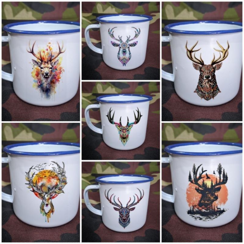 Cangkir Mug Enamel Decal Rusa Deer #29