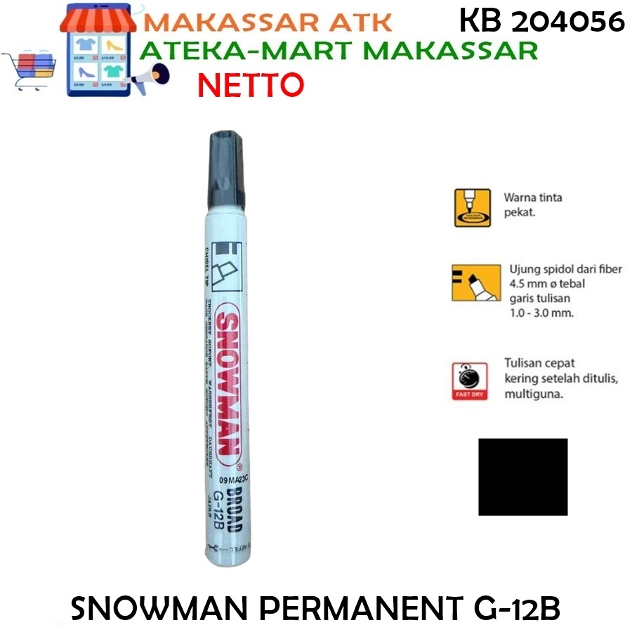 [1 PCS] SNOWMAN PERMANENT MARKER G-12B HTM CHISEL TIP GIANT WRITTING