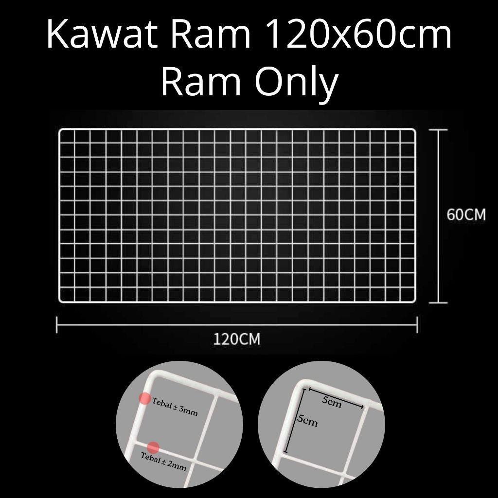 Jaring RAM Dinding/Hijang Hiasan/Wire Grid/Wall Grid 60 x 120  CM | Gantungan Accesories Dan Masker