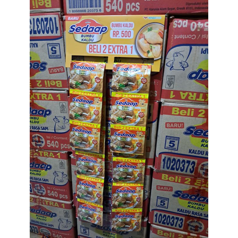 

Sedaap Bumbu Kaldu Rasa Sapi Beli 2 Extra 1 1renteng isi 18sachet 9grx18sachet