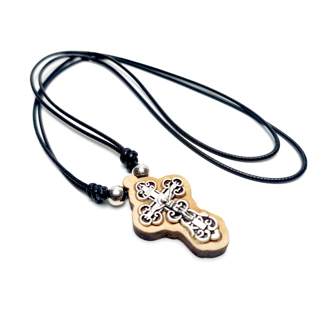 Kalung Salib Kayu Stainless Model Jumbo/Liontin Kalung Salib Cowok Cewek Keren