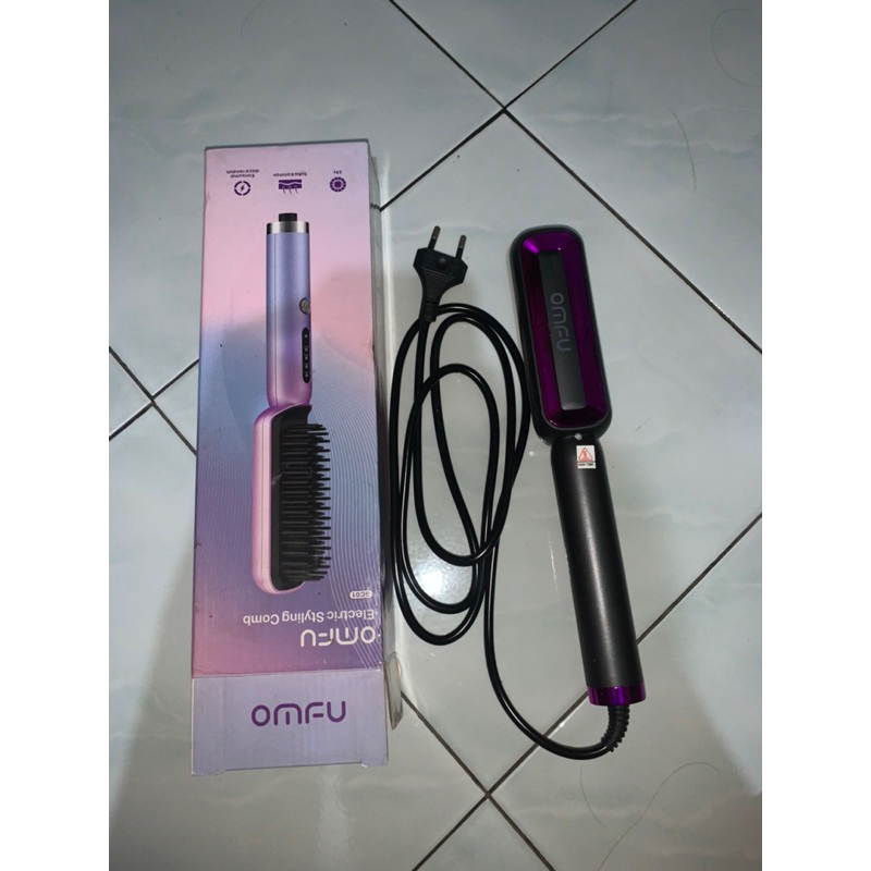 (preloved) OMFU Catok Sisir Pelurus Rambut Sisir Listrik Catokan rambut keriting lurus 2in1