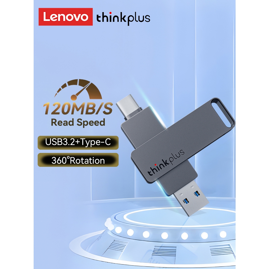Lenovo Flashdisk 64GB/128GB/512G USB3.0 Type-C Ultra Dual Drive OTG Anti Air Untuk Komputer Mobil