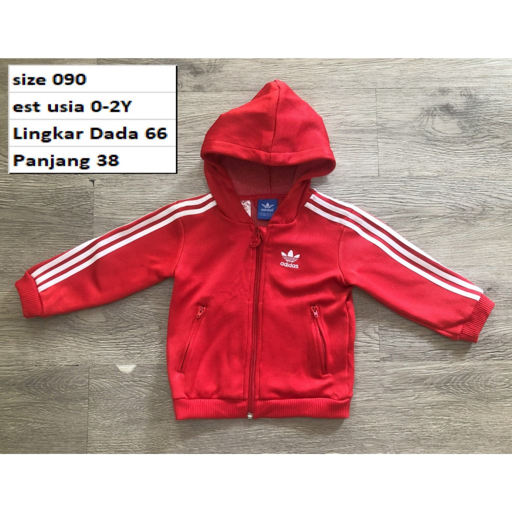 Jaket ADIDAS - TRIFOIL BALOK BUNGA Jaket Tracktop Hoodie Casual Anak Branded Preloved Second