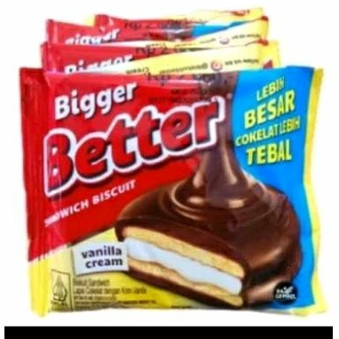 

BIGGER BETTER SANDWICH BISCUIT 1 PACK ISI 10 | BISKUIT CREAM VANILA 27GR