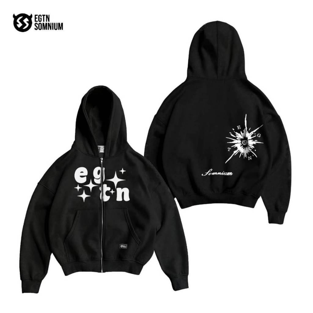 Ash.idn Hoodie Boxy Zipper Meteor Hitam Boxy Hoodie Zipper Crop Black | Sweater Hoodie Distro Boxy P