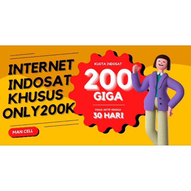 PAKET DATA INDOSAT TANPA UNREG 50GB/100GB/150GB/200GB
