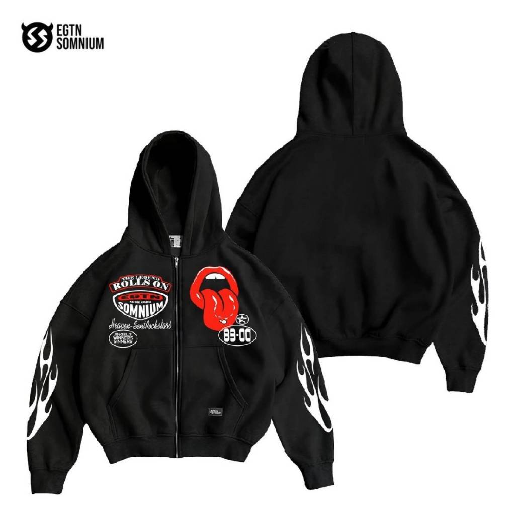 Sweater Hoodie Zipper Boxy Rockstar Distro Pria Wanita Black | Hoodie Crop Pria Zipper Terbaru