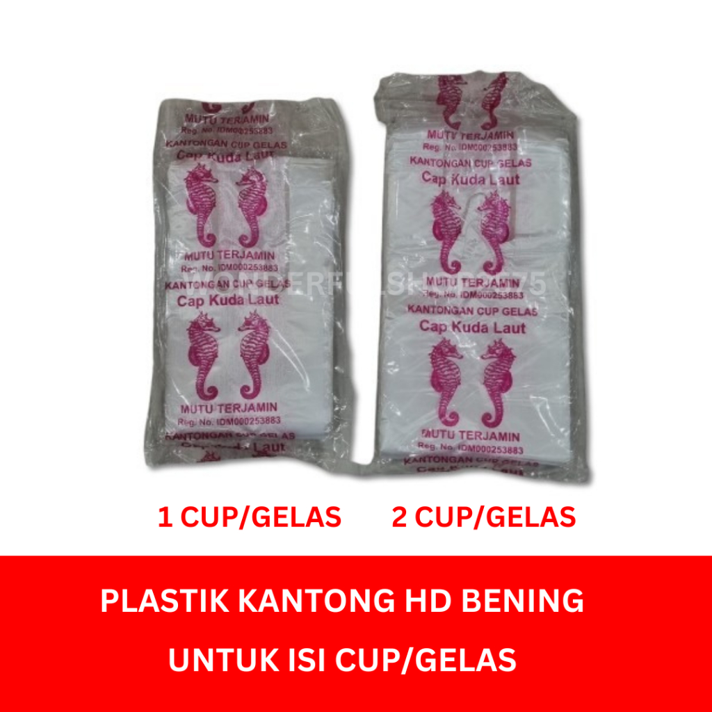 Asoy gelas cup Kantongan cup gelas Kantong plastik bening  untuk isi 1 cup 2 cup 1 gelas 2 gelas