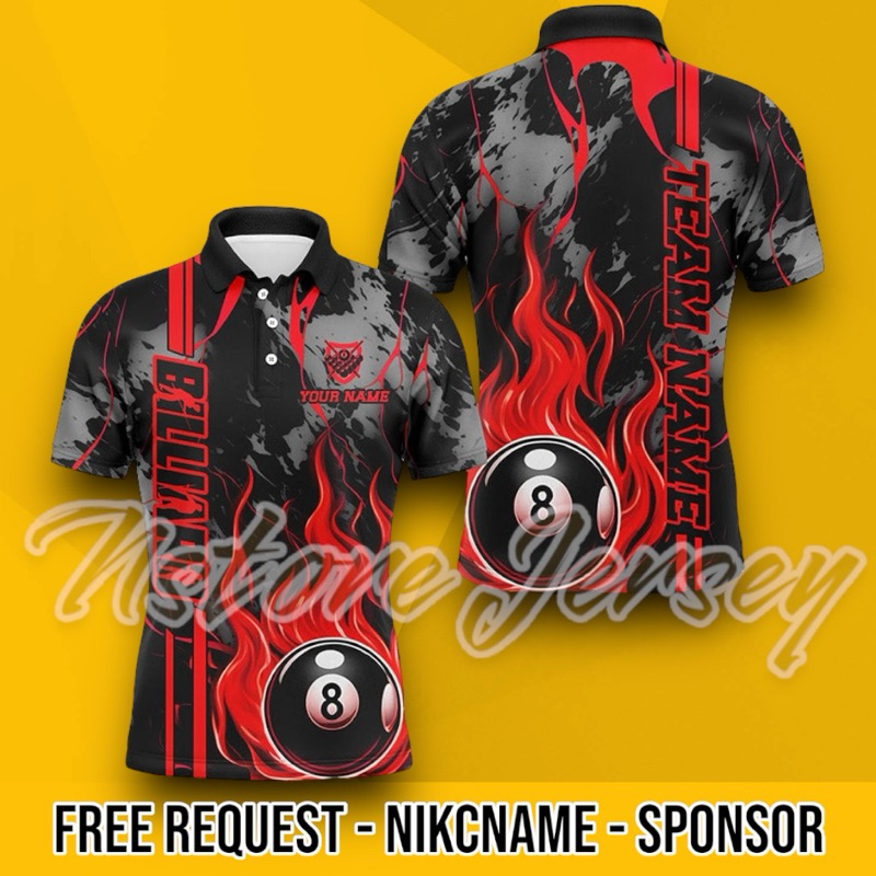 Jersey Billiard Ballpoll Nineball Free custom nickname & Logo team