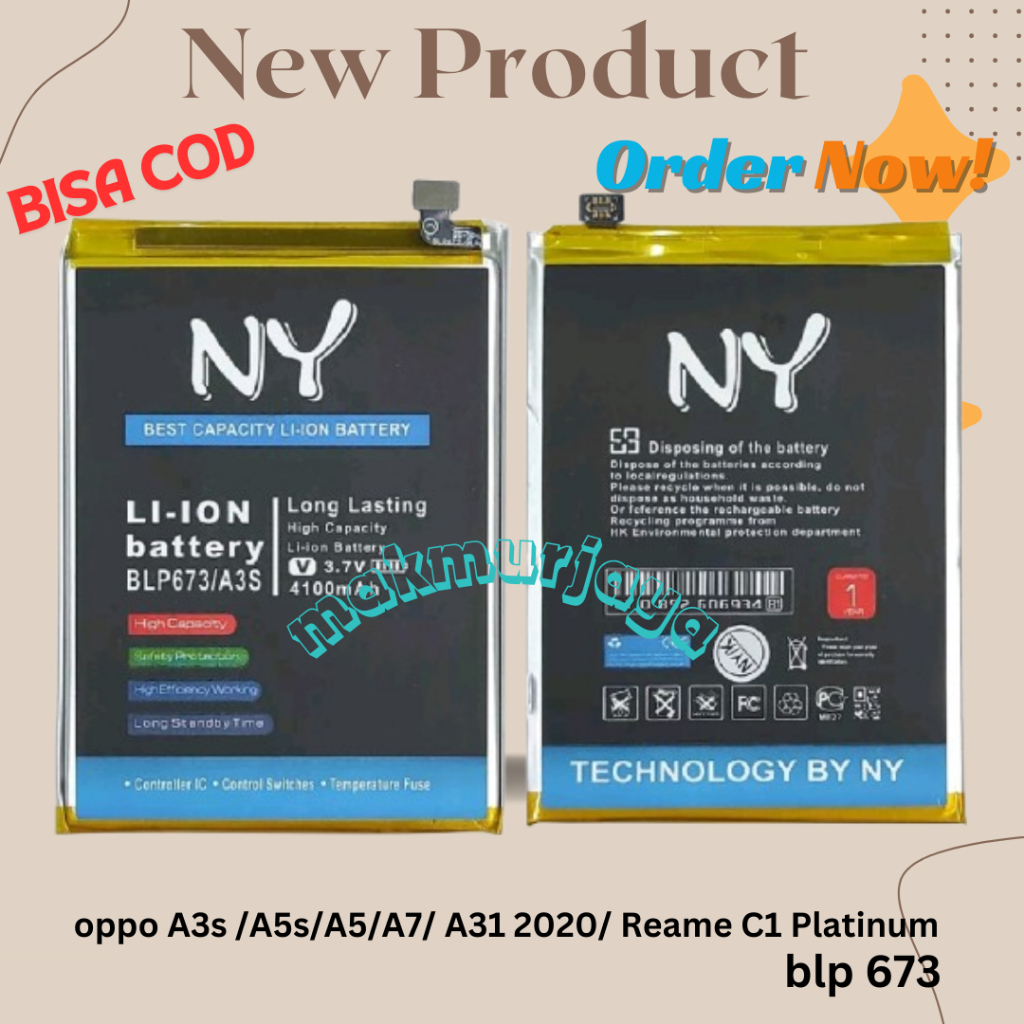 Baterai Batre Battery Blp 673 Oppo A3s A5 A5s Realme C1 A7 A31  2020 Platinum Dobel Power NY
