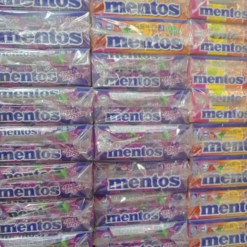 

MENTOS Permen Mentos Rol 1 box isi 14 pcs (29 Gram) Rasa Buah / Rainbow / Mint / Anggur