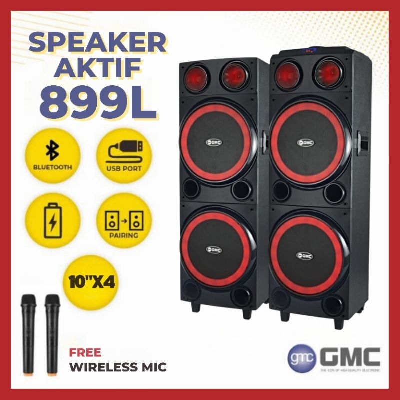 SPEAKER GMC 899L | 4 X 10 INCH | 2 MIC WIRELESS