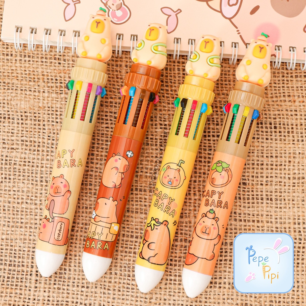 

Pena 10 Warna Capybara Bolpen Pulpen Gelpen Karakter Tinta Warna Warni Pen multifunction