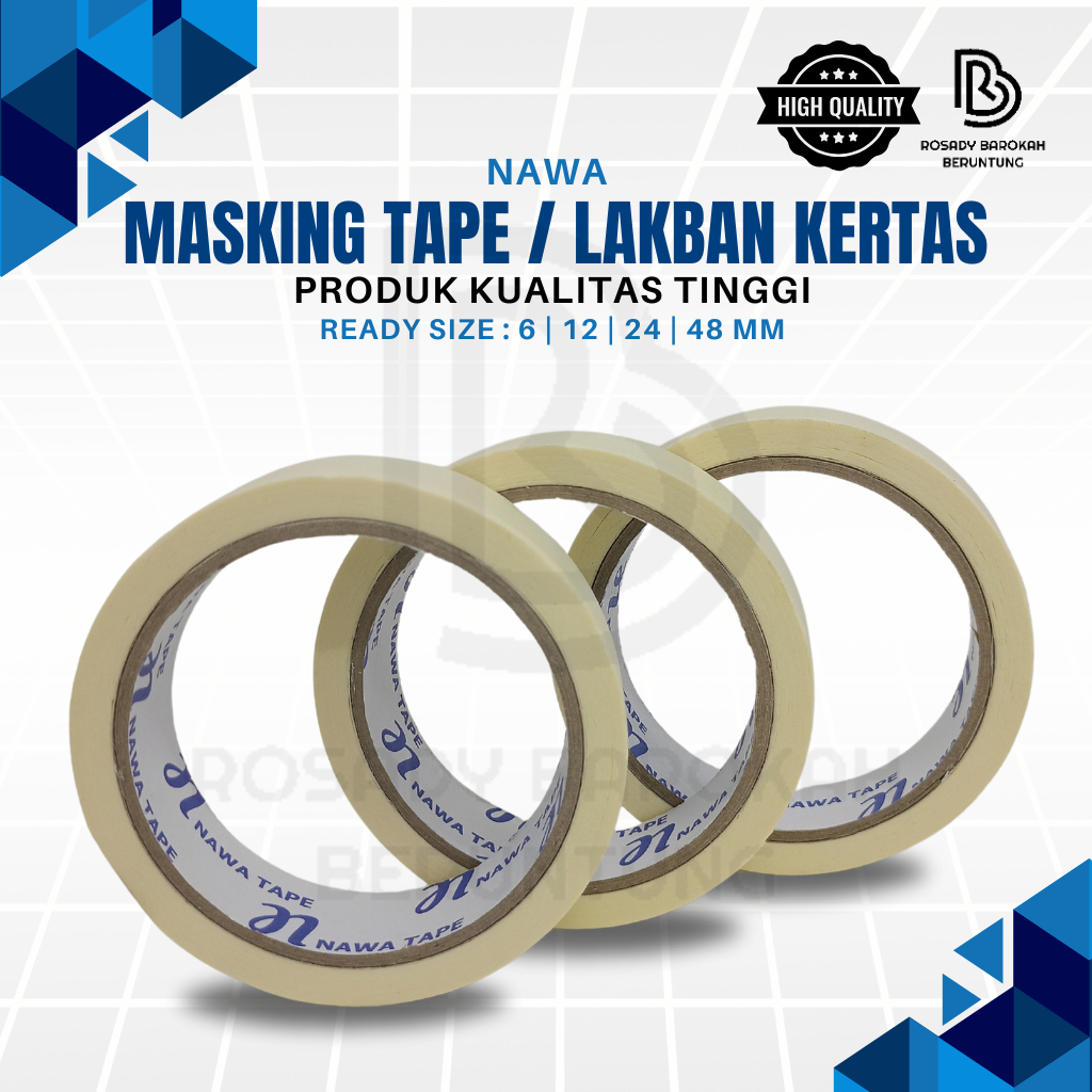 

Lakban Kertas / Masking Tape Nawa 12mm 24mm panjang 21meter