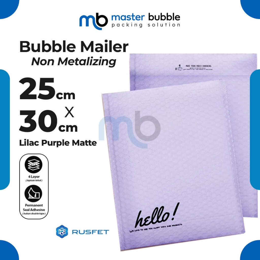 Amplop Envelope Bubble Mailer Lilac 25 X 30 cm / Security Bag Mailer Rusfet Harga Ecer Satuan