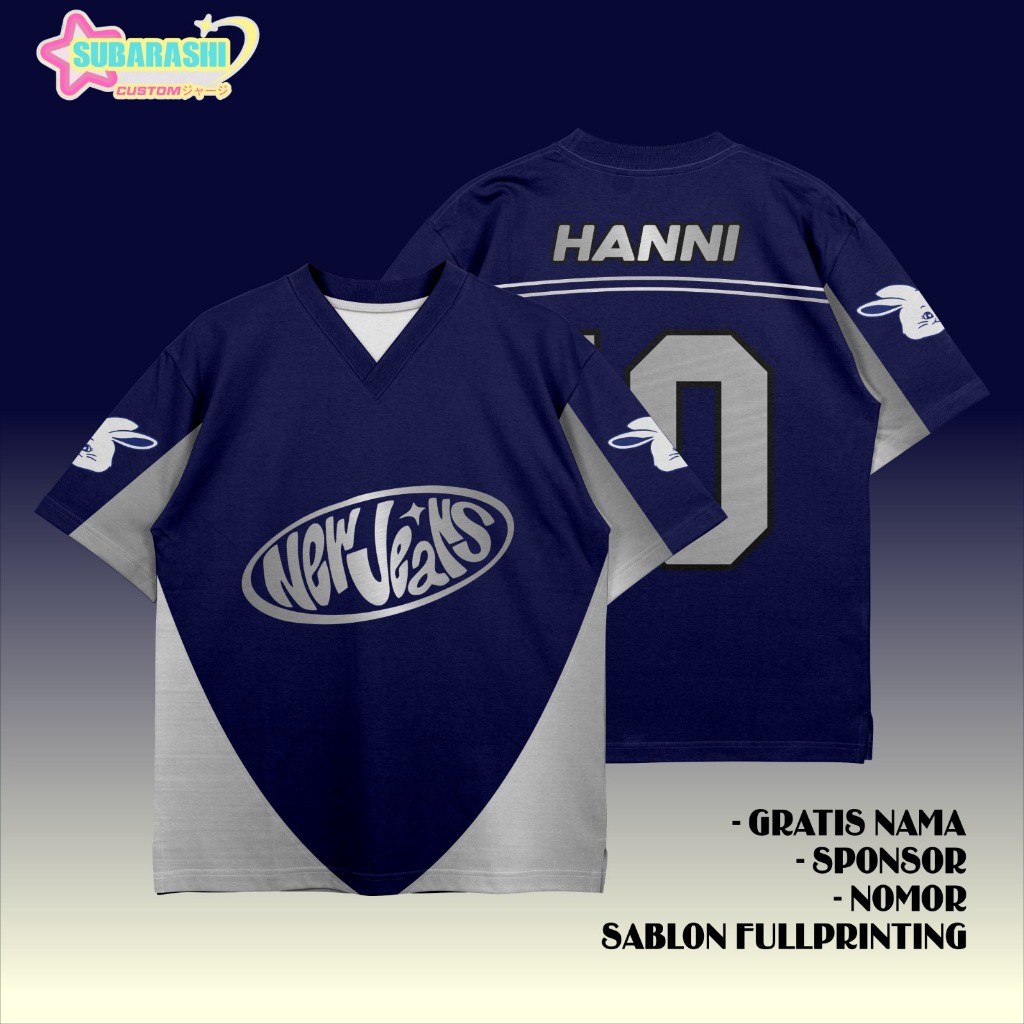 Jersey/Baju Custom Oversize Nama Dan Nomor Special KPOP NEW JEANS NAVY Cowok/Cewek, Dan Anak-Anak, S