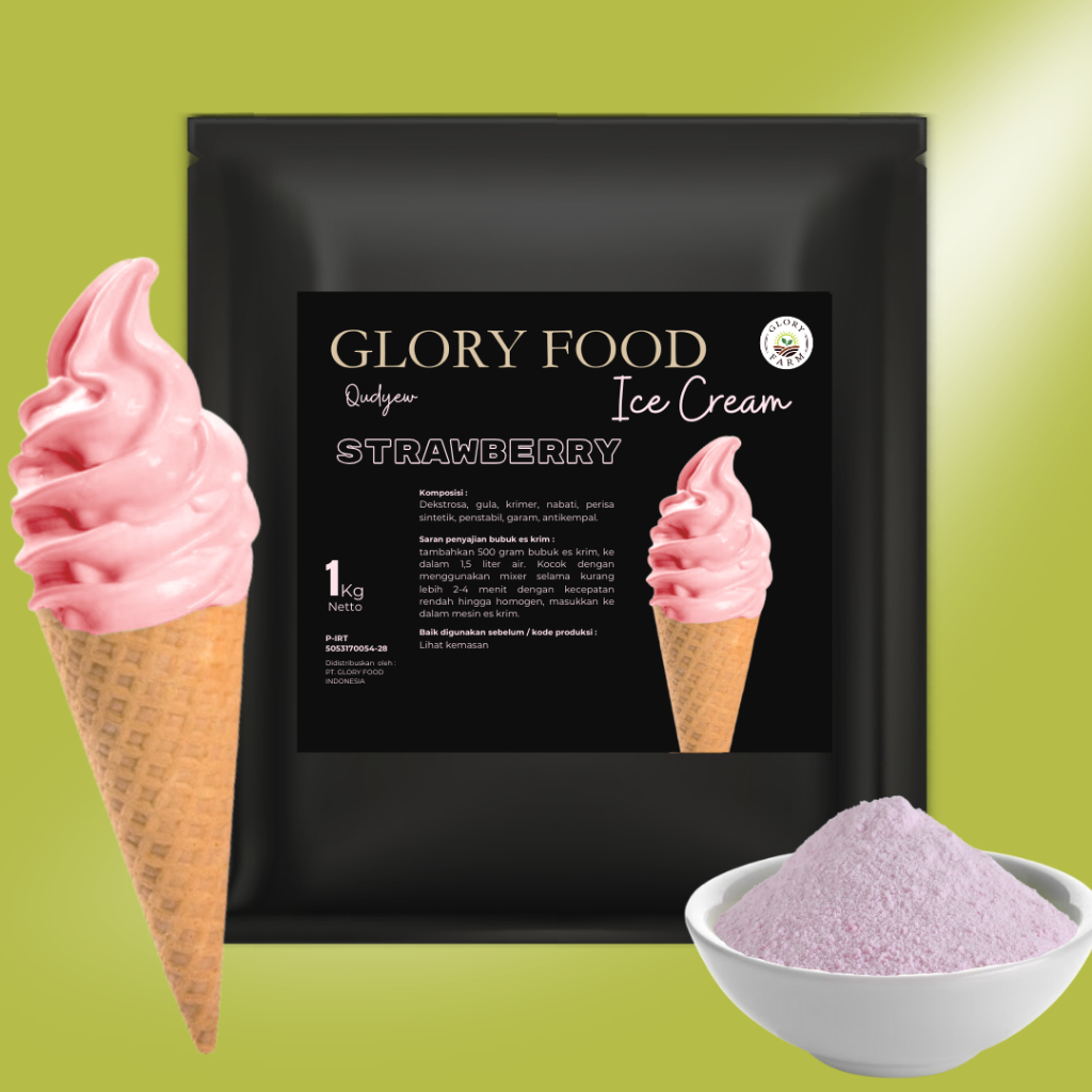 

Soft Ice Cream - Bubuk Eskrim Strawberry- Ice Cream Powder 1kg