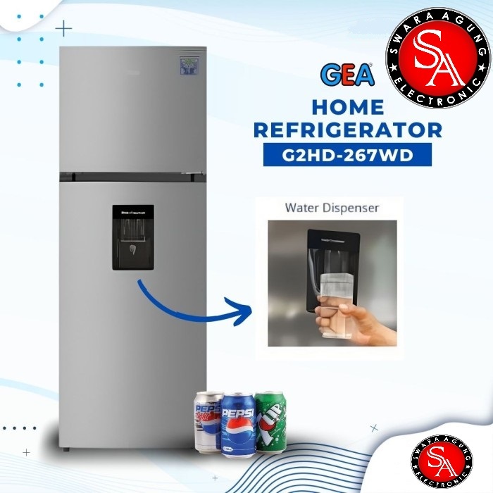 Kulkas 2 Pintu 267 Liter GEA Type : G2HD-267WD - With Dispenser ( MEDAN )