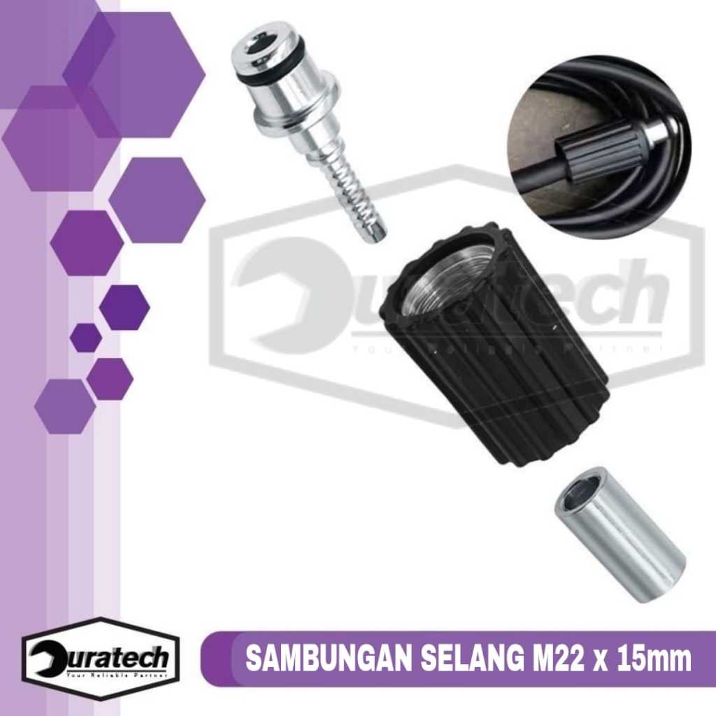 Adapter Fitting Nepel Selang Mesin Cuci Mobil Motor Jet Cleaner M22 x 15mm Adaptor Sambungan Selang 