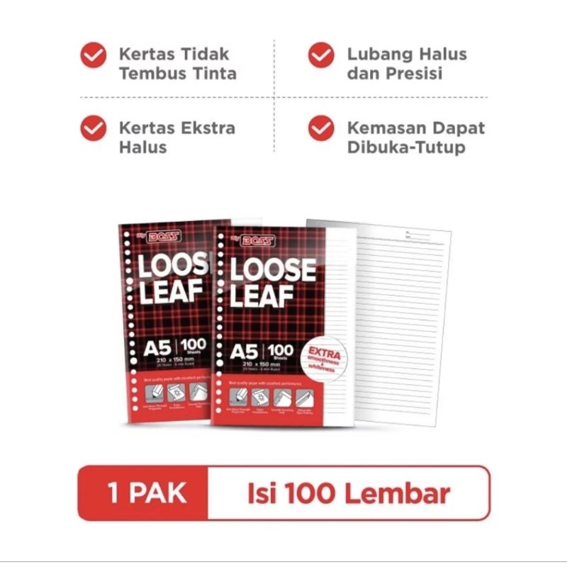 

Bigboss loose leaf A5 100lembar (2pack/200 lembar)