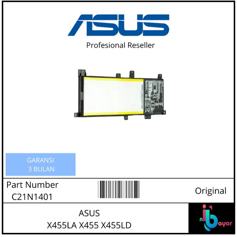 Baterai Laptop Asus Original X455LA X455 X455LD C21N1401 C21NI401 - C21N1401
