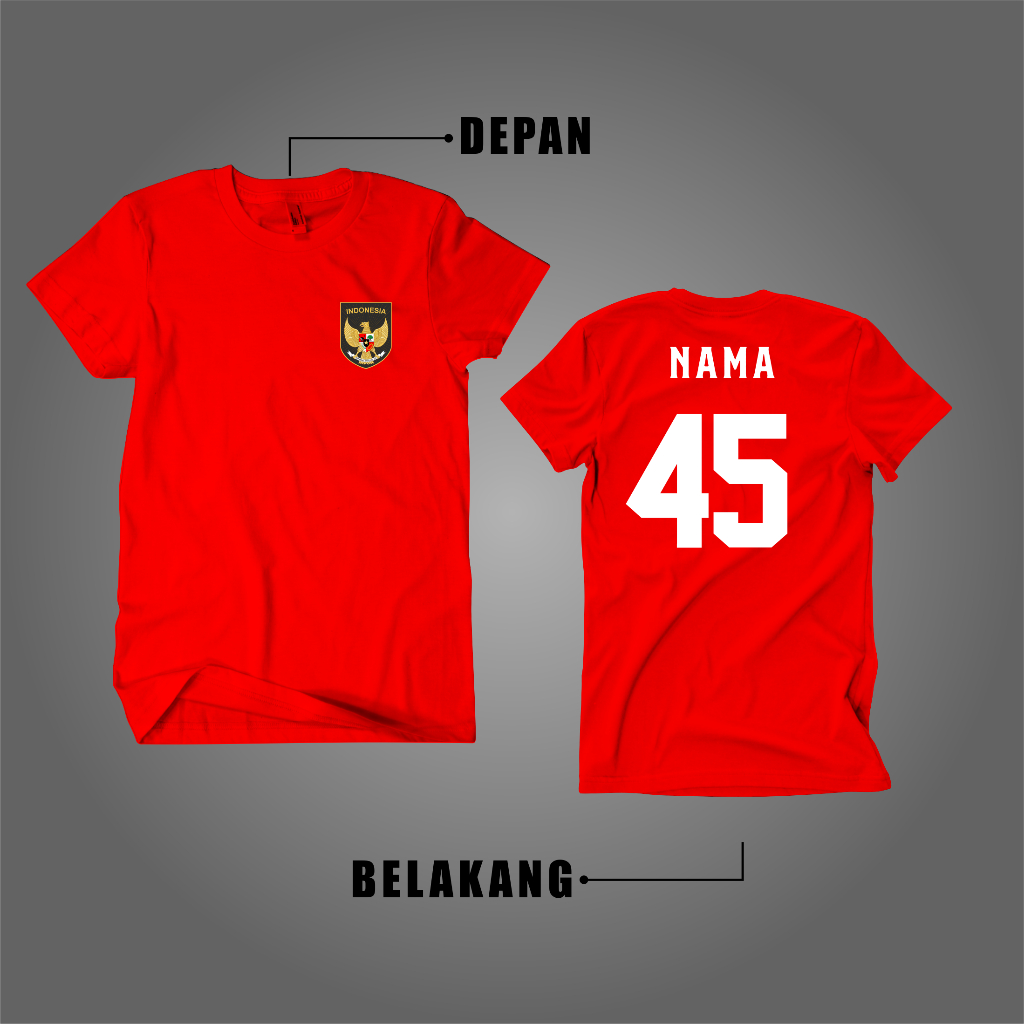 Kaos Timnas Baju Timnas Indonesia Dewasa dan Anak Free Nama