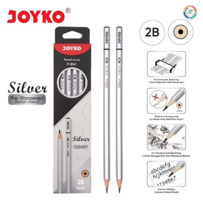 

Joyko Pensil 2B P - 8141 Silver | @12 Pencil