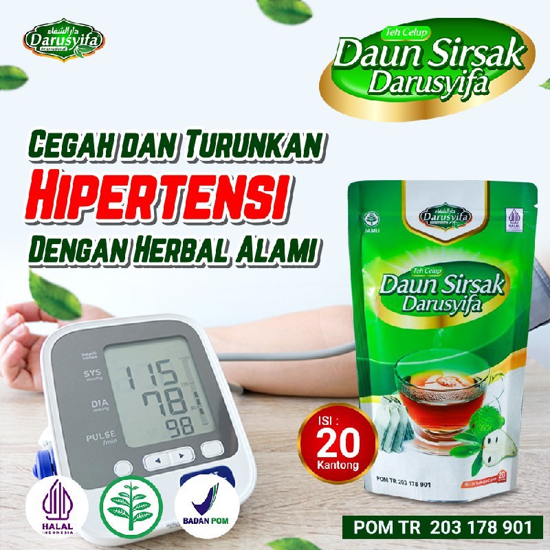 

ORIGINAL BPOM Teh Celup Daun Sirsak DARUSYIFA Cegah Kanker Tumor Liver & Darah Tinggi