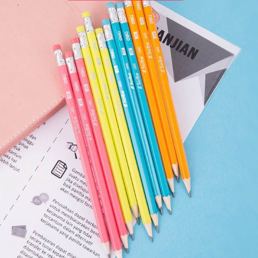 

DELI - EU51000 Graphite Pensil Kayu 2B / Pensil dengan penghapus bahan berkualitas tinggi yang tidak beracun