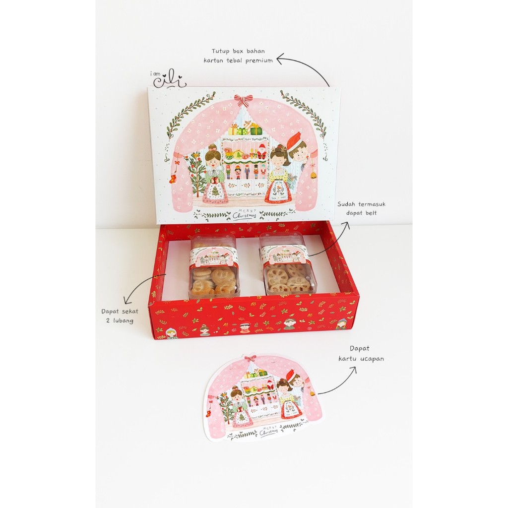 

(BOX 30.5 x 21.5 x 7.5 cm NATAL) DUS kue kering toples kotak natal/merry christmas (ISI 10)