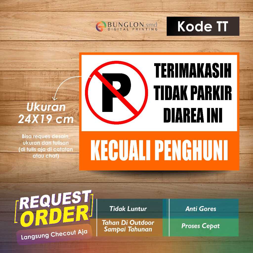 

STIKER TERIMAKASIH TIDAK PARKIR DI AREA INI + LAMINASI KODE TT ORANGE