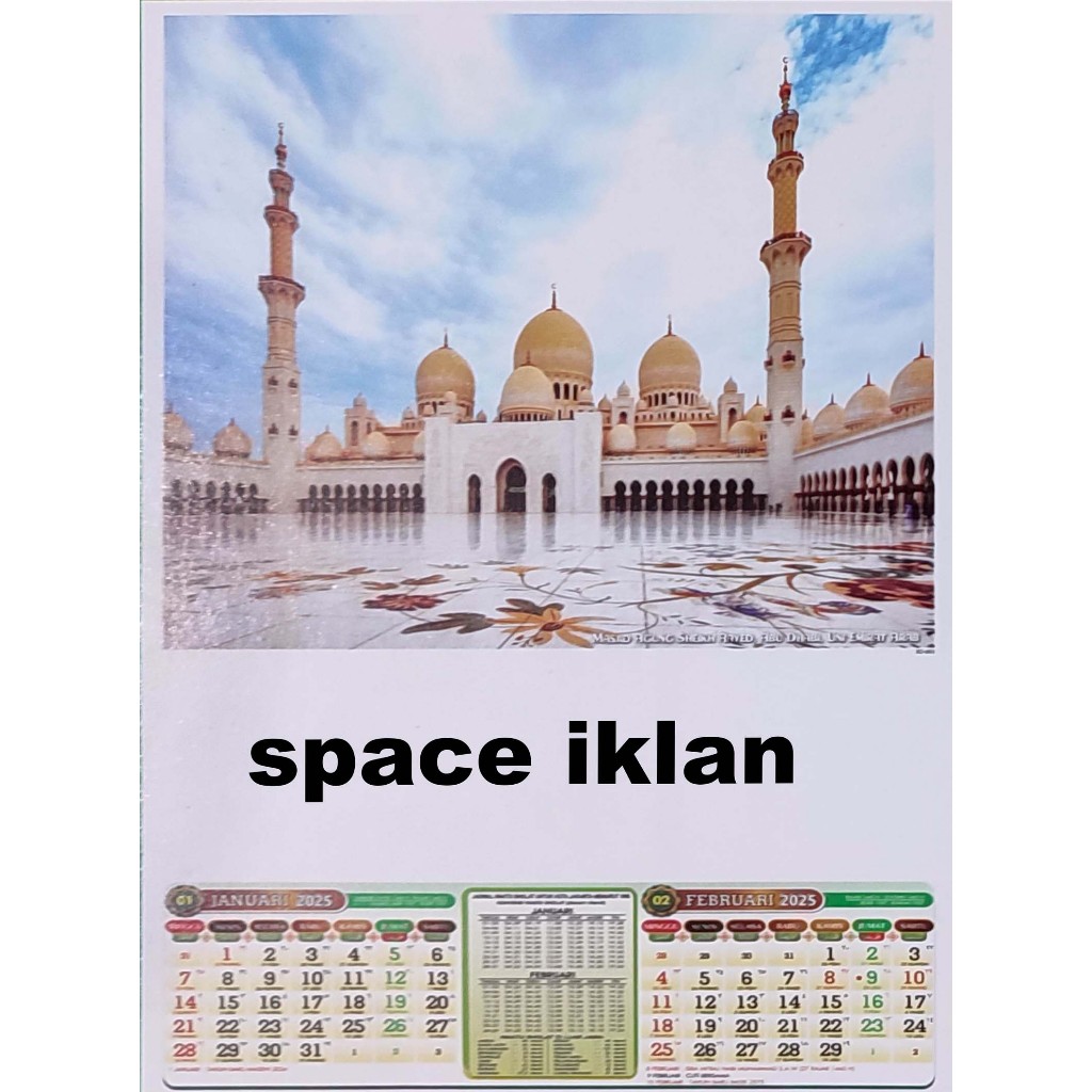 

Kalender 2025 Gambar Masjid Dunia - Edisi 6 Halaman - Harga Tertera Min Order 100 pcs