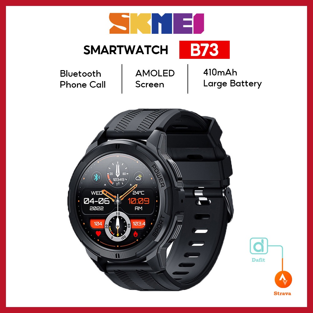 Skmei B73 1.43-inch Amoled jam tangan smartwatch pria olahraga watch anti air 1ATM android ios  jam 