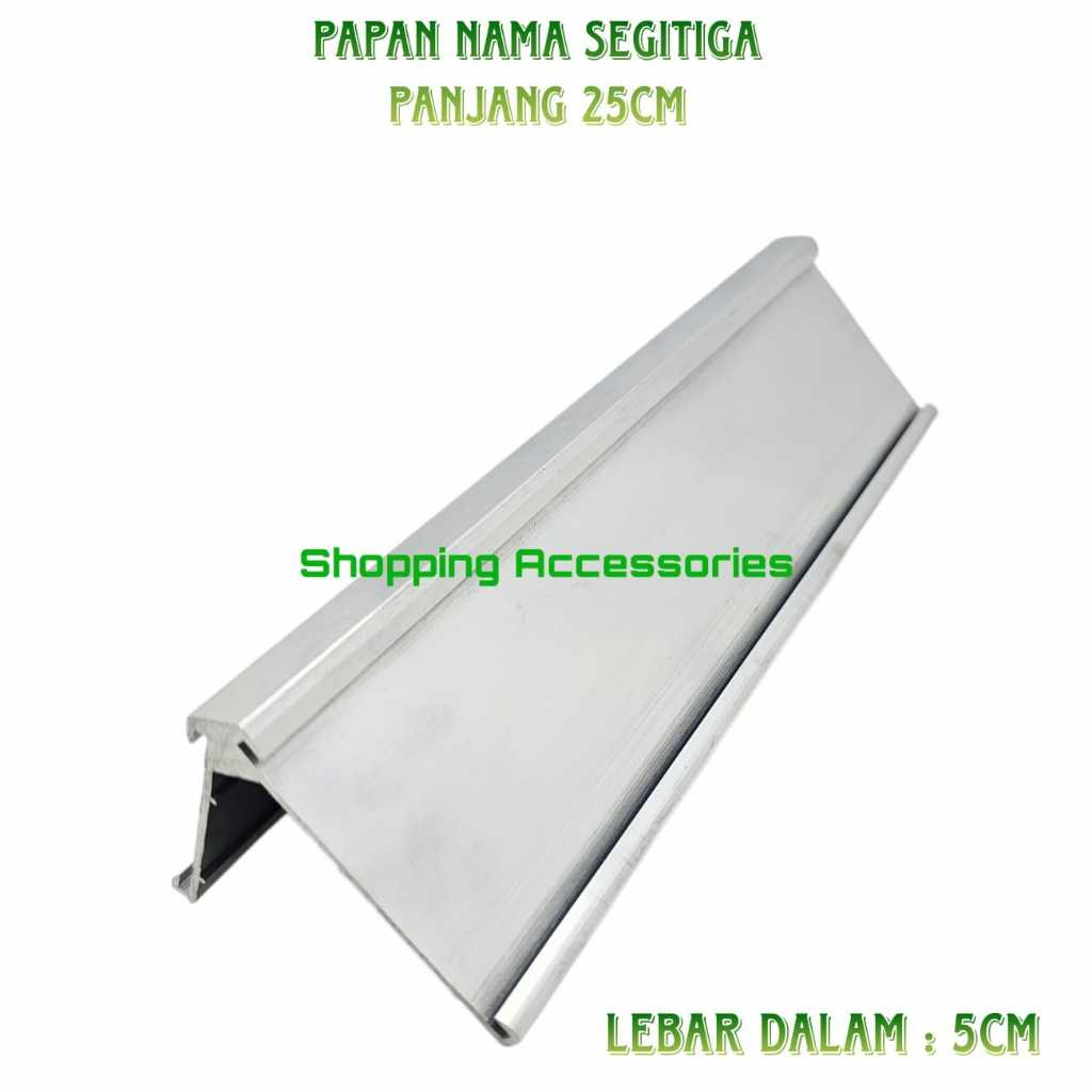 Papan Nama Meja Segitiga Aluminium 25cm