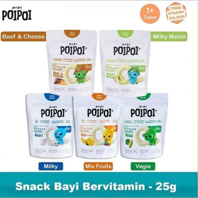 

Poipoi Snack Baby Bervitamin 25gr - Snack No MSG (1 tahun+) Camilan Sehat Tanpa Bahan Pengawet