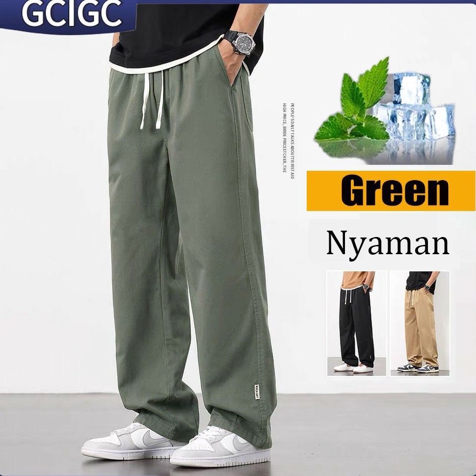KODE D36H Cargo Pants Pria Green Celana Cargo Panjang Pria Oversize Murah Korean Style Celana Kargo 